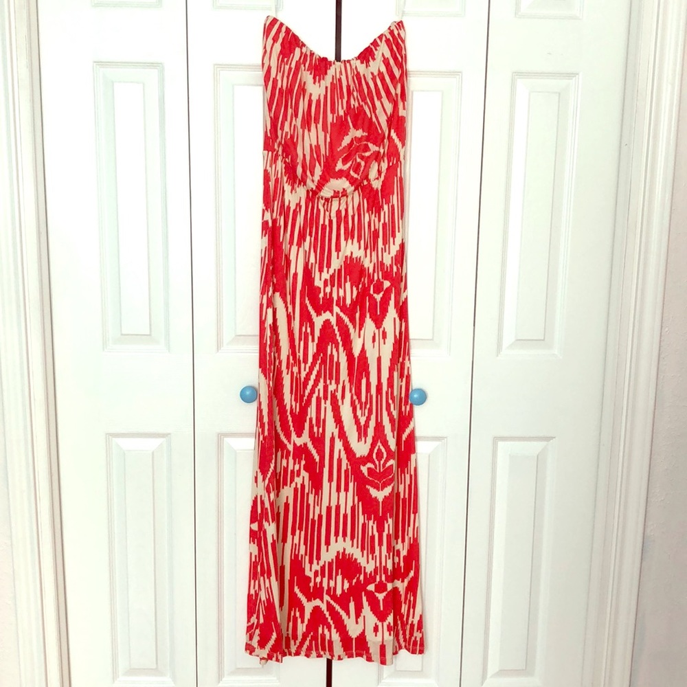 Velvet Anthropologie strapless maxi dress